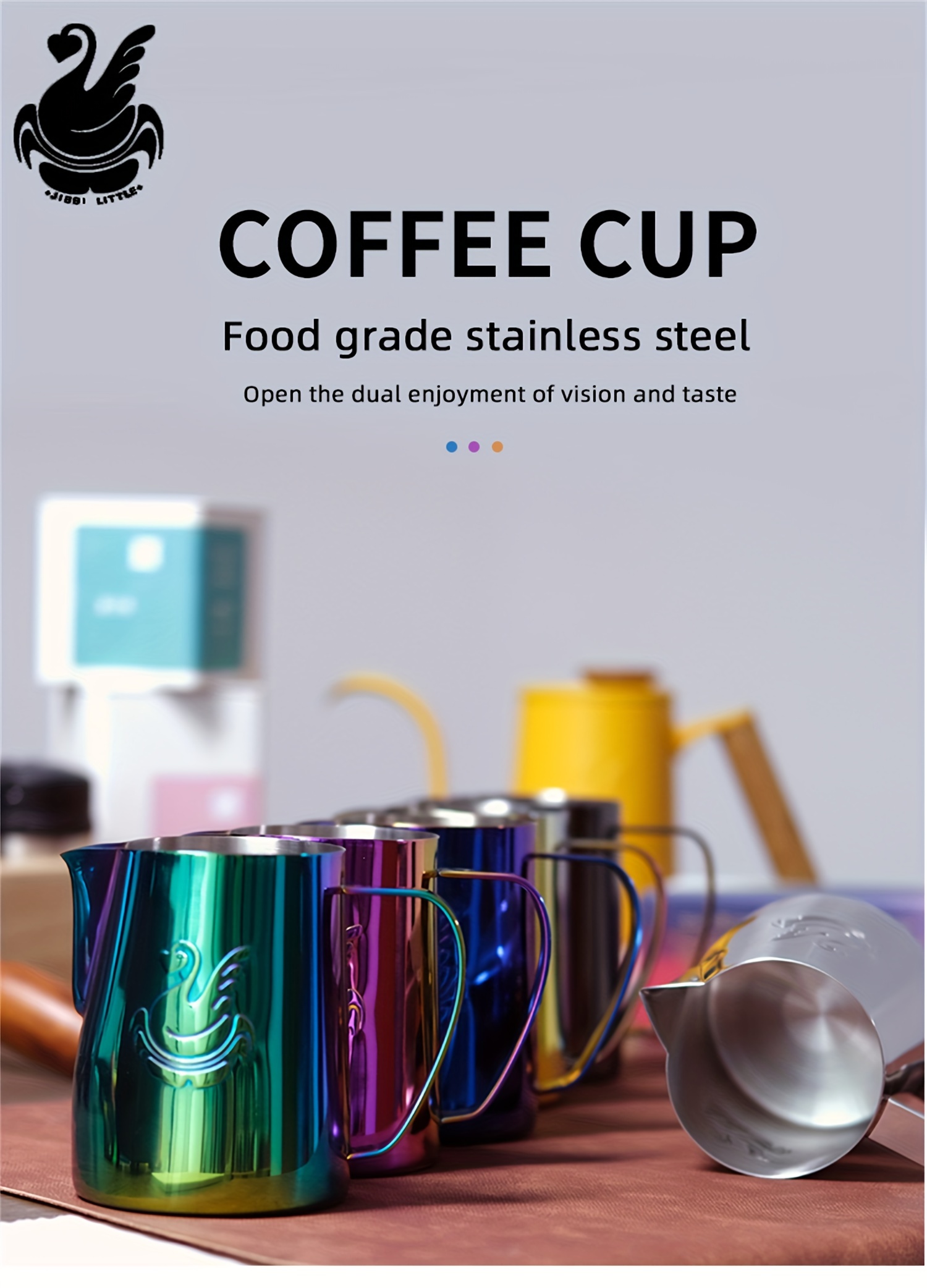 stainless steel milk frothing pitcher 400ml espresso swan latte art pen with   coating milk frothing cup for coffee barista   with extended   for precise pouring details 0