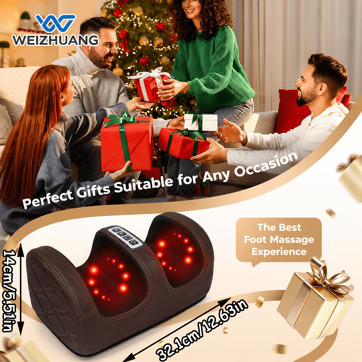Image of - Home Electric Foot Massager, Brown Finger Massager. Dual And 3 Levels Of . 10 Massage Points On Foot Roller. Versatile Massager For , Thighs, Calves