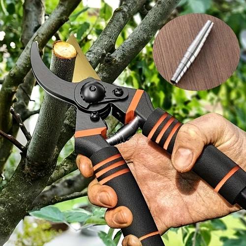2pcs set one pruning shear and accessories professional titanium alloy pruning shears with durable spring rust resistant heavy duty steel garden shears with non slip soft sponge grips suitable for home gardening