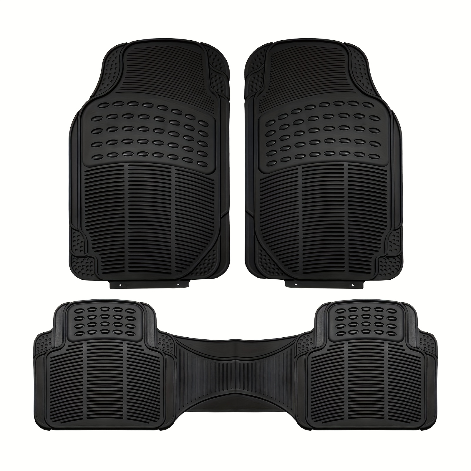 TEMU Universal Rubber Car Mats, Rubber Car Floor Mats, Adjustable Car Floor Mats, Front 44.5 X 72cm, Rear 43.5 .5cm, Black, Car Interior Accessories,