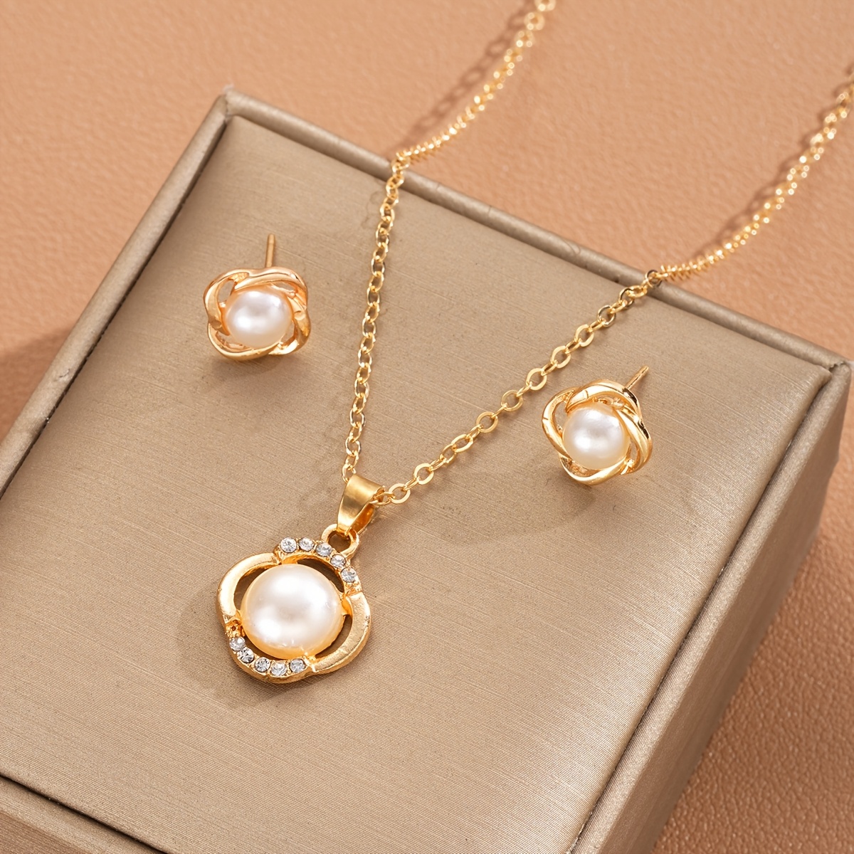 elegant 3pcs pearl jewelry set women alloy Temu Pakistan