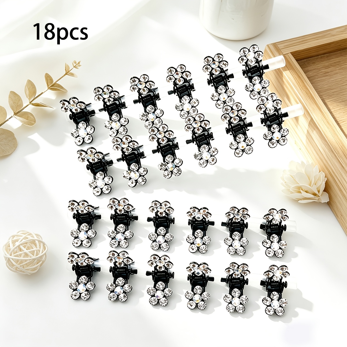 TEMU Fermacapelli con strass a forma di da 18 pezzi, accessorio per capelli intrecciato e versatile, mini fermaglio decorativo a , regali Valentino