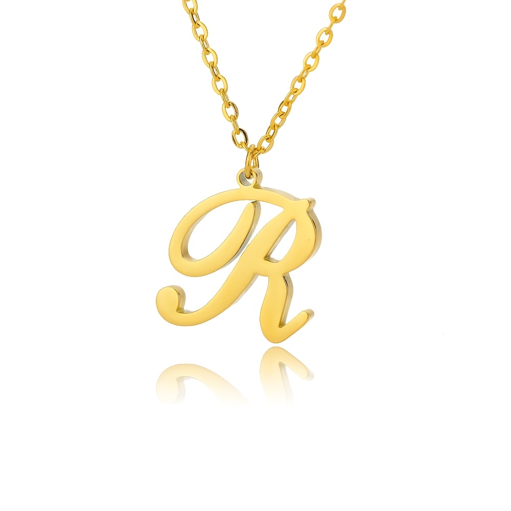 TEMU 1 Stainless Steel Initial Letter Necklace, Minimalist, Unisex Style, Fashion Jewelry, Suitable For Daily Wear, Valentine's Day Gift, Birthday