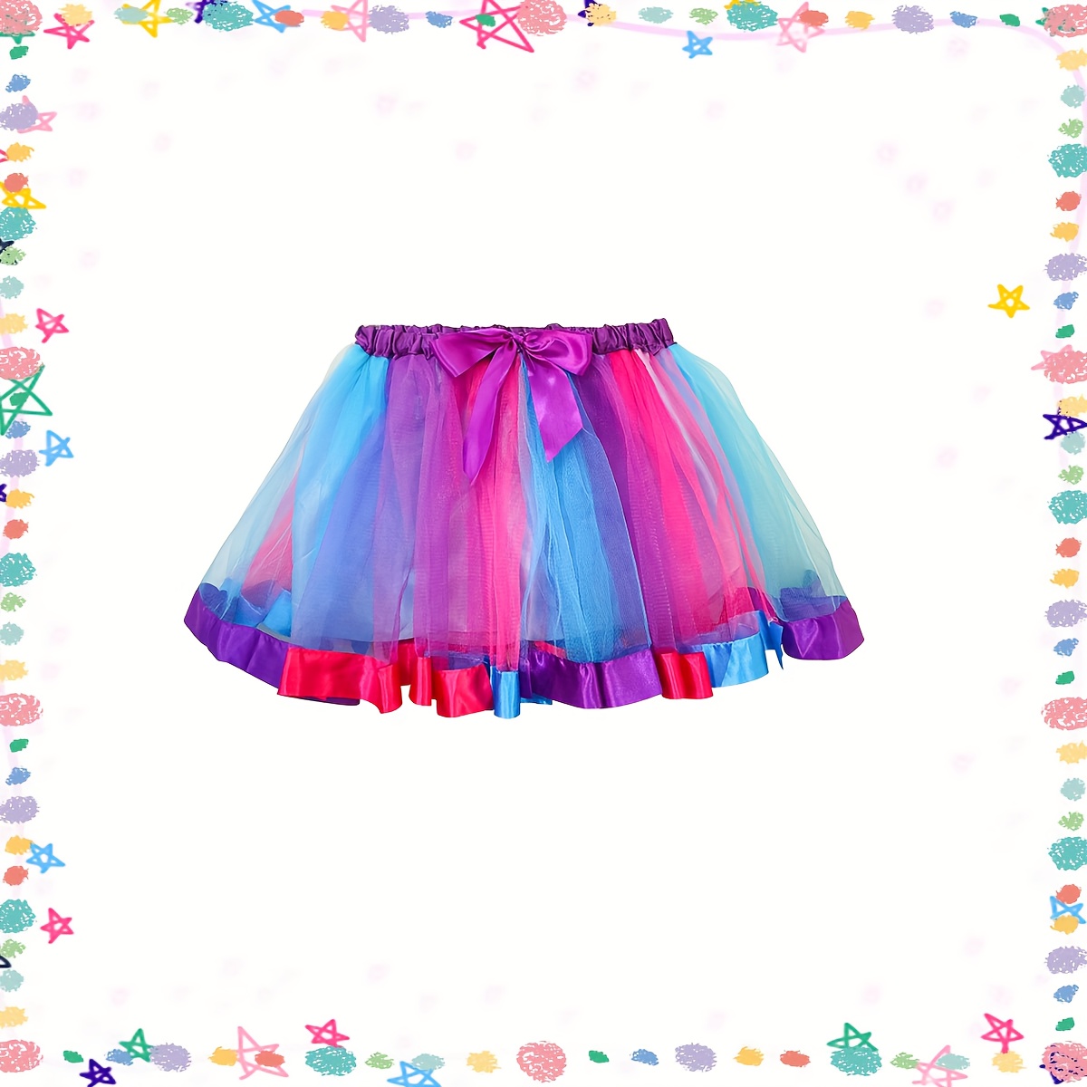 TEMU Jupe courte colorée pour fête, décoration, cosplay, robe de princesse, accessoire, robe de fête d'anniversaire, déguisement, jupe en tulle, robe