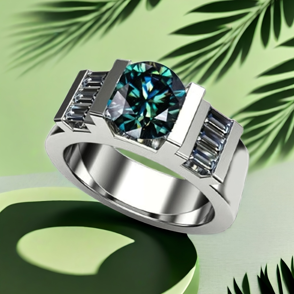 S925 Moissanite Inlaid Ring, Elegant Birthday Gift
