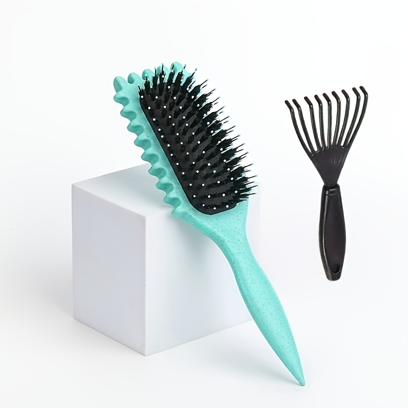 TEMU 2pcs, High-quality Curling Brushes And Comb Cleaning Brushes - Used For Defining Curls And Volume, Heavy-duty Abs Handle, Salon And Tools For