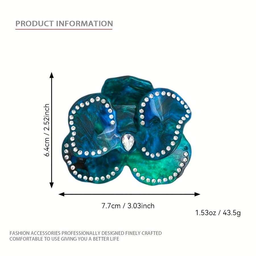 1pc bohemian floral   hair clip acetate marble glitter hairpin with sparkling   medium size hair accessories for women beach travel party valentines gift   teal   red cute hair accessories luxury aesthetic vibrant   Product details 9
