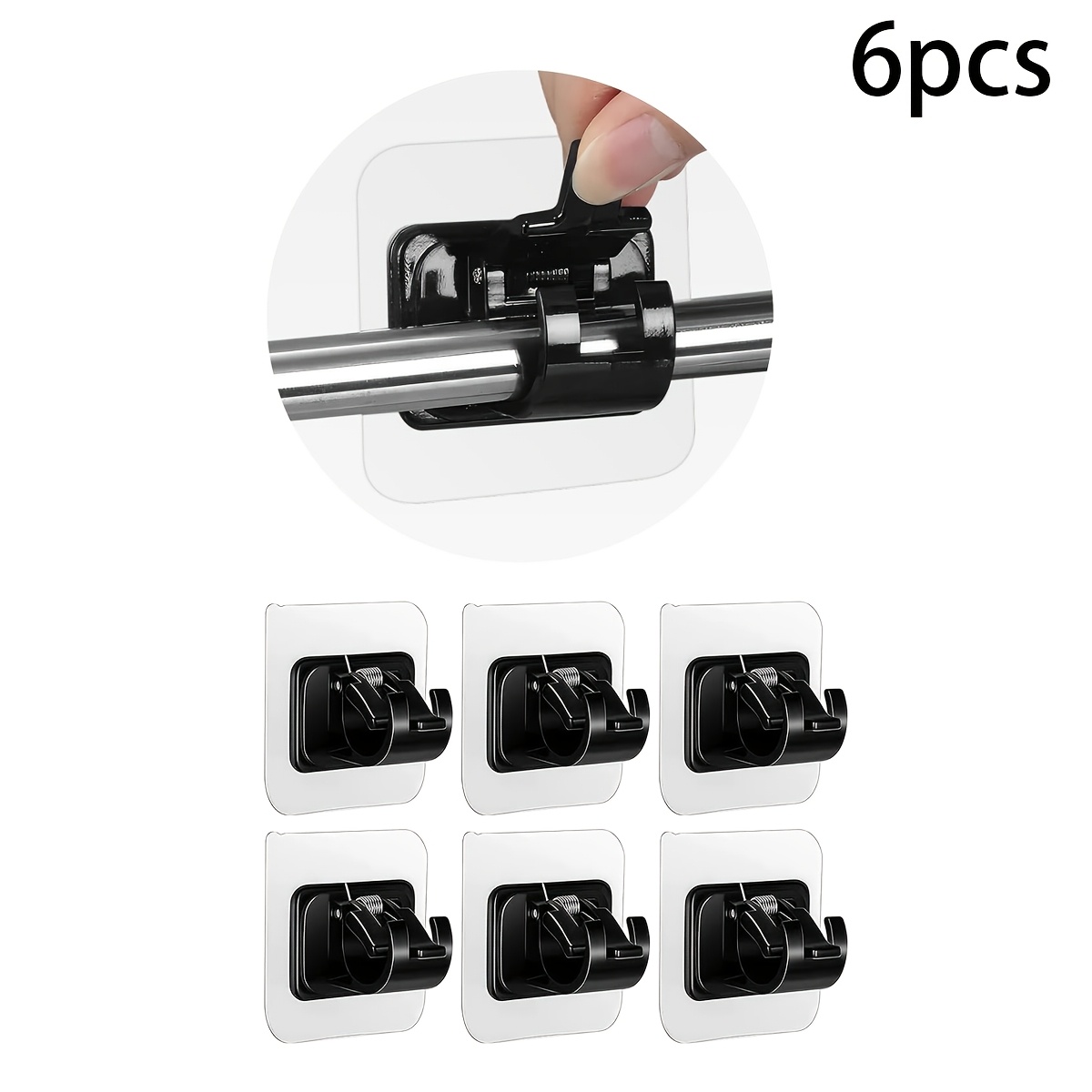 TEMU 6pcs Transparent No-drill Strong Adhesive Hooks, Traceless Wall-mounted Spring Hooks For Bathroom, Kitchen, Restroom, Behind Doors, Wall Storage