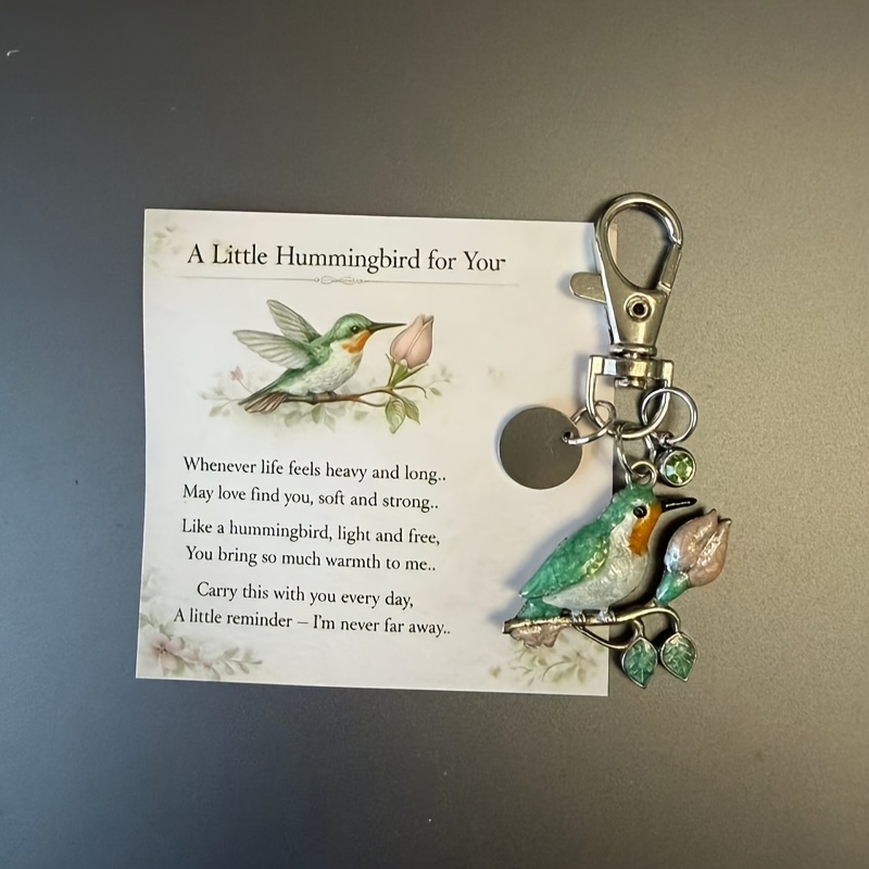 TEMU New Emotional Support Card Hummingbird For You Keychain Hummingbird Keychain Mother's Day Gift, For Holiday Gifts