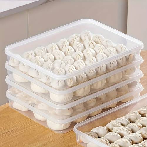 item picture 4 grade rectangular dumpling boxes plastic pp material bpa free airtight storage containers for food preservation kitchen and dining freezer safe with lids for desserts pastries and more