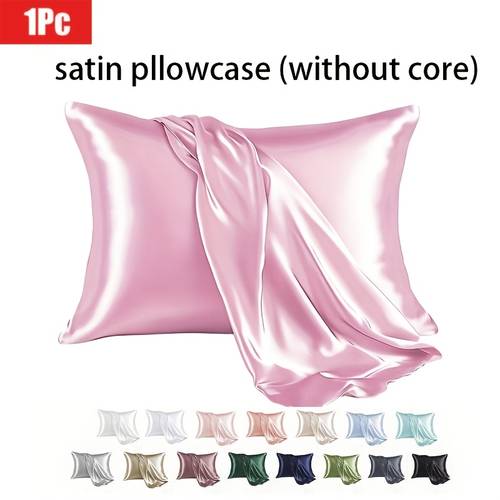 luxurious pillowcase breathable cooling feel solid color with envelope closure machine washable satin pillowcase dorm room essentials for girls 1pc cooling satin pillowcase for hair