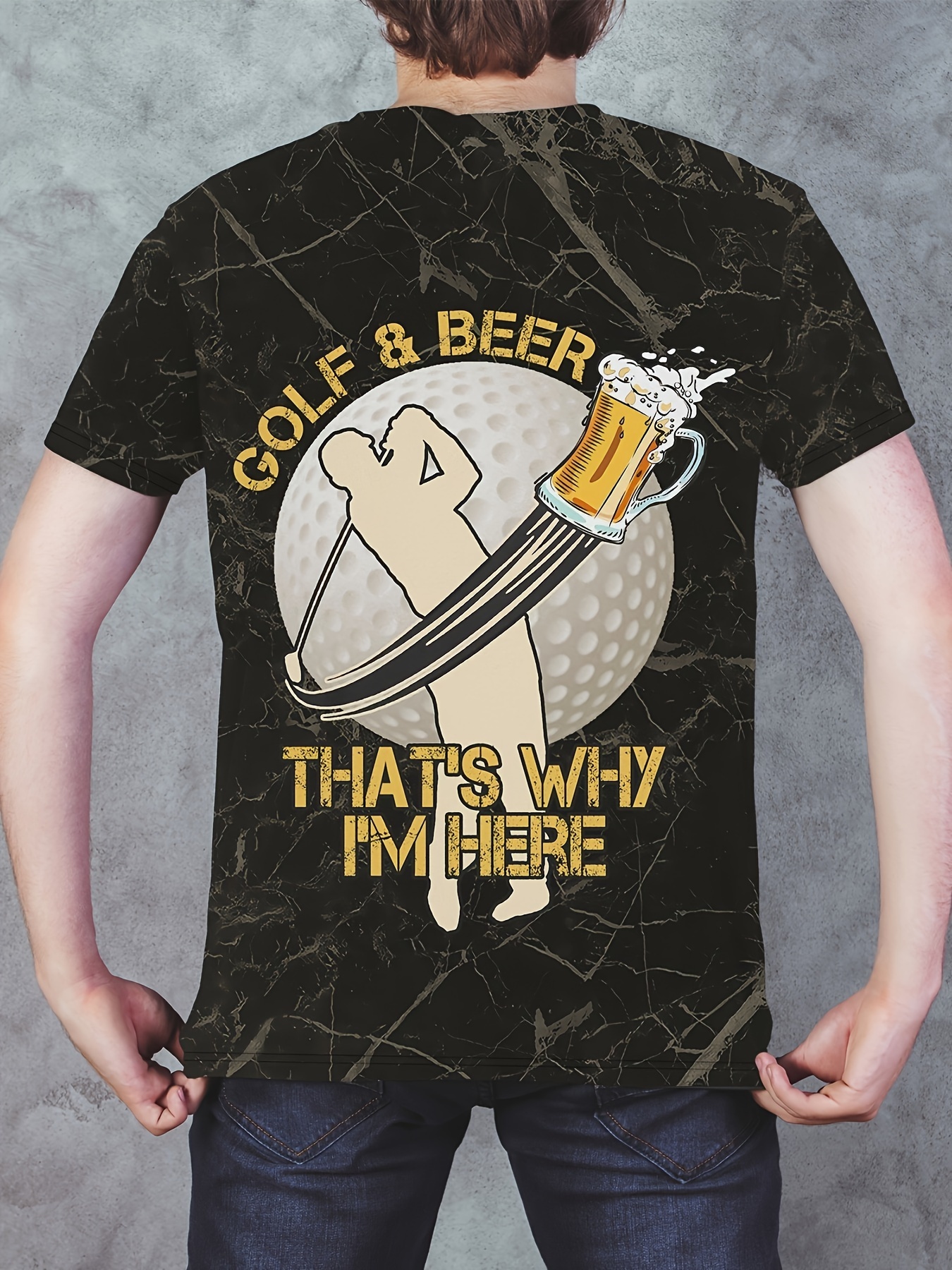 Golf Beer 3d Print Men's T shirt Chic Streetwear Comfy - Temu