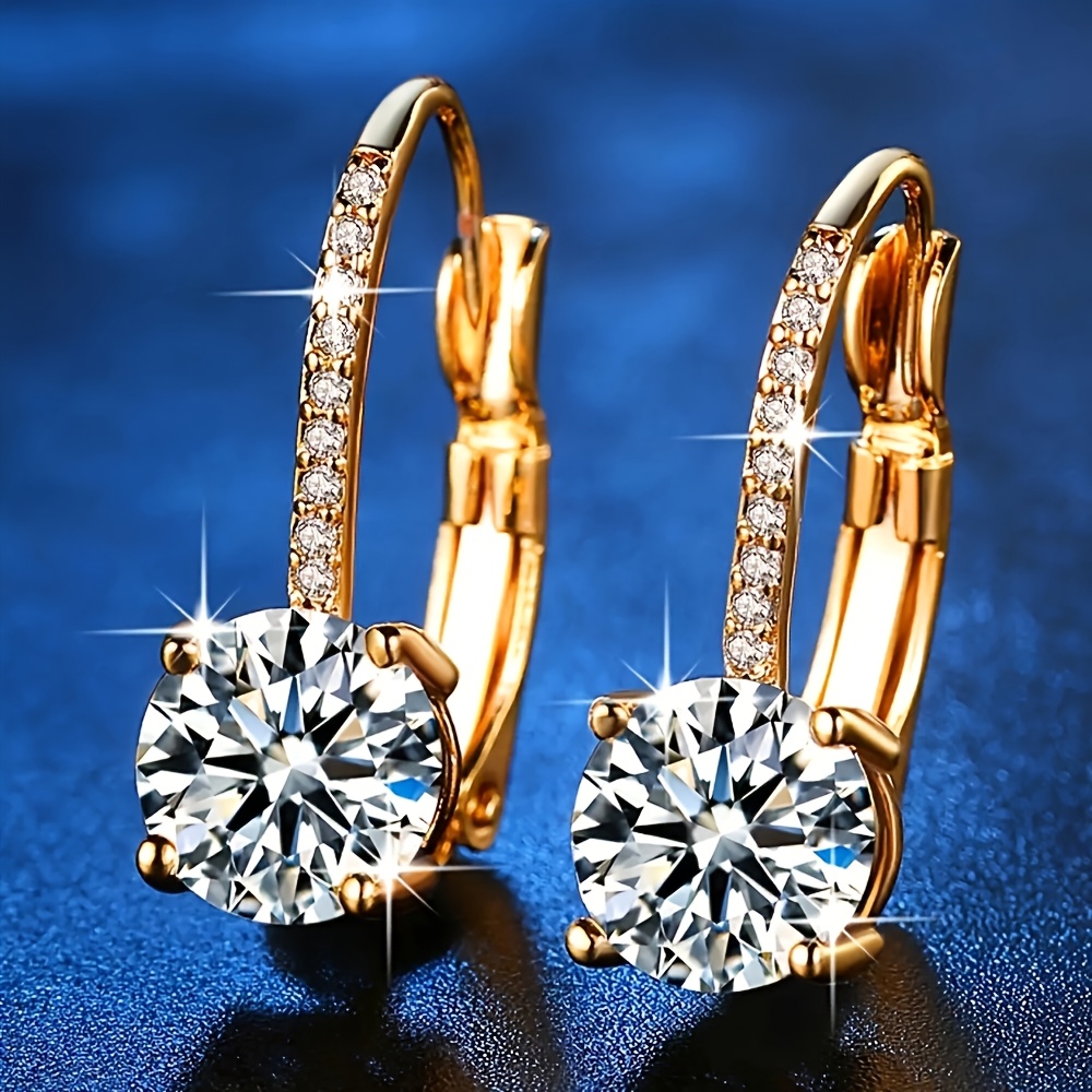 E-shop Edle Temperament-Inlay Glänzende Synthetische Zirkonia Rundanhänger-Ohrringe für Frauen – Hochzeiten, , Partys, & Urlaub – Exklusive