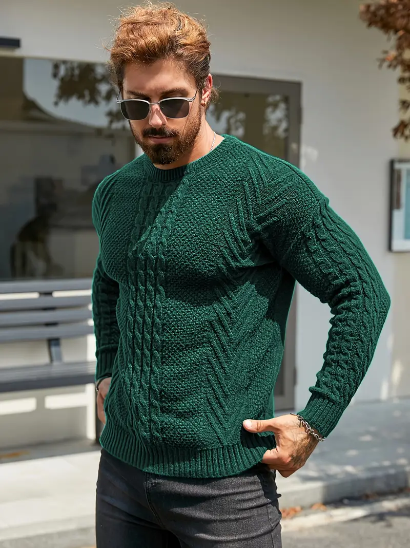 mens winter warm knit sweater soft round neck long sleeve casual pullover solid color beige navy machine washable thick sweater jacket for cold weather office casual attire Product details 64