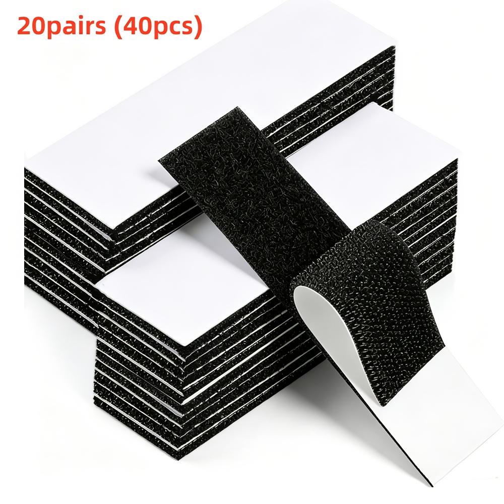 TEMU 20 Pairs (40pcs) Heavy-duty Hook And Loop Fastener Strips, Double-sided Reusable Adhesive, Hook And Loop Fastener Strips, 0.79in X 2.75in With