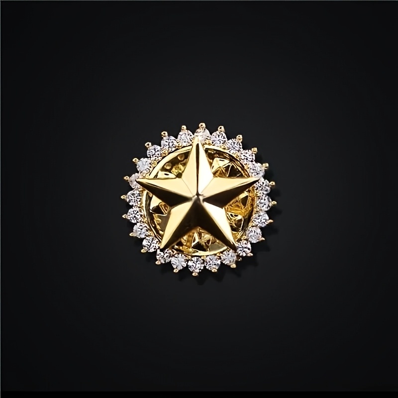 TEMU 1pc Fashionable Five-pointed Star Brooch, Suit Jacket Decorative Badge, High-end Corsage, Lapel Pin Accessory