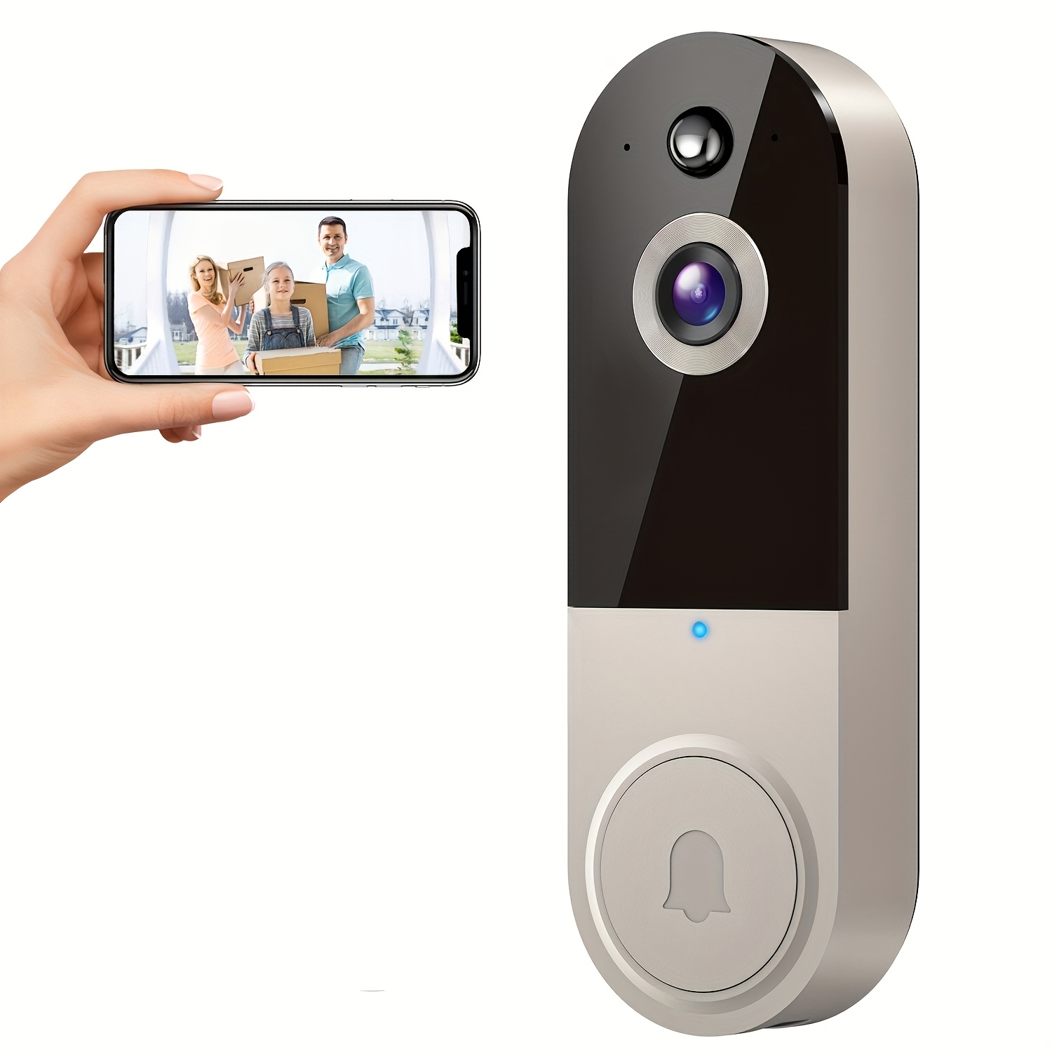 item picture 2K Wireless Smart Doorbell, WiFi Camera, Night Vision Function, Artificial Intelligence Snapshot, Rechargeable Battery, Photo And Video Taking, Two-way Intercom, Local Storage