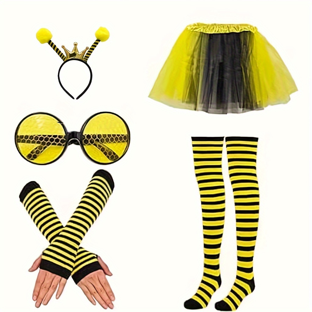 

[ ] 5pcs Bee Set: & , Striped Leg , For Halloween, & Parties