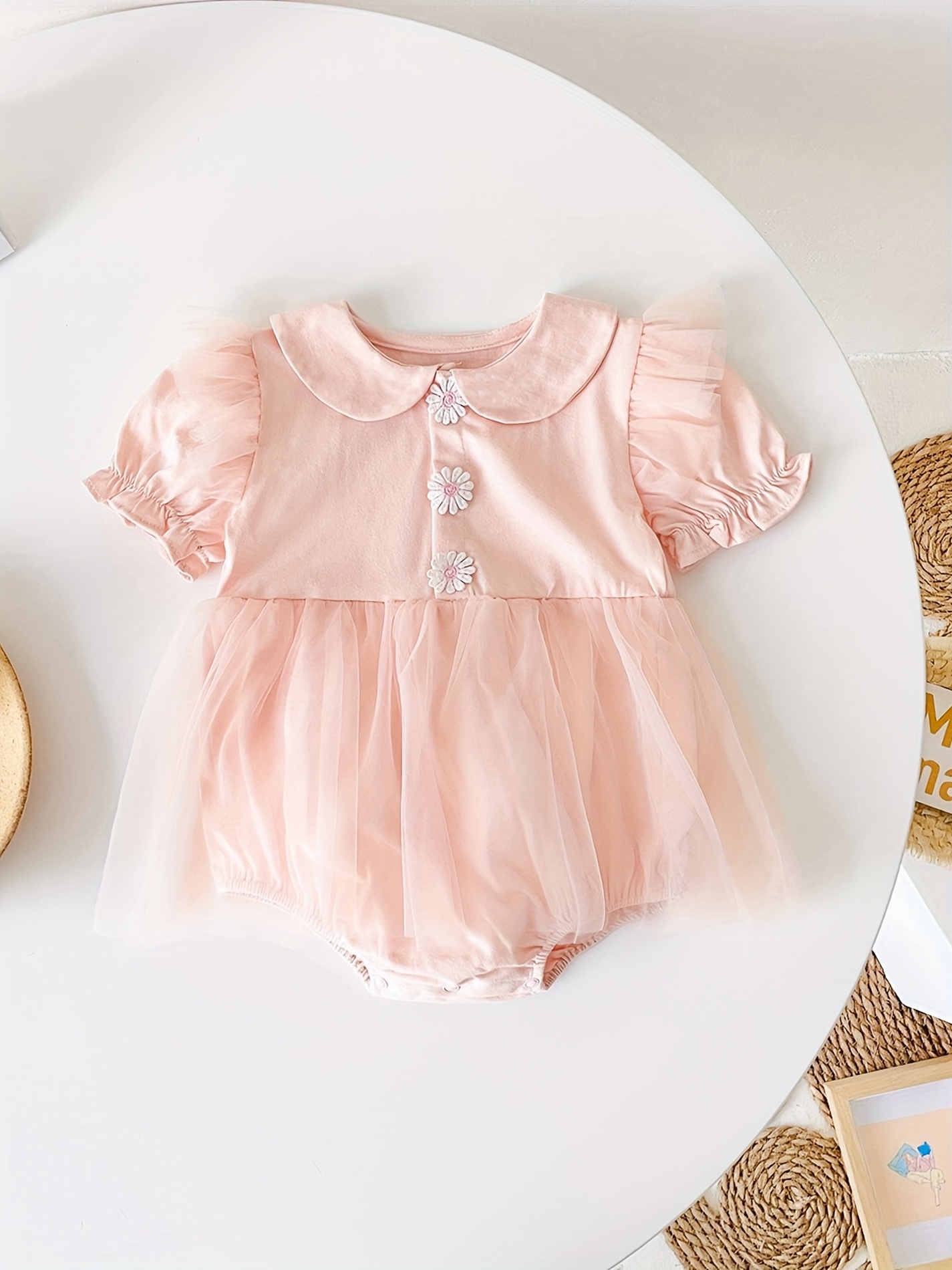 Infant Toddler's Lovely Daisy Embroidered Cotton Bodysuit Temu Australia