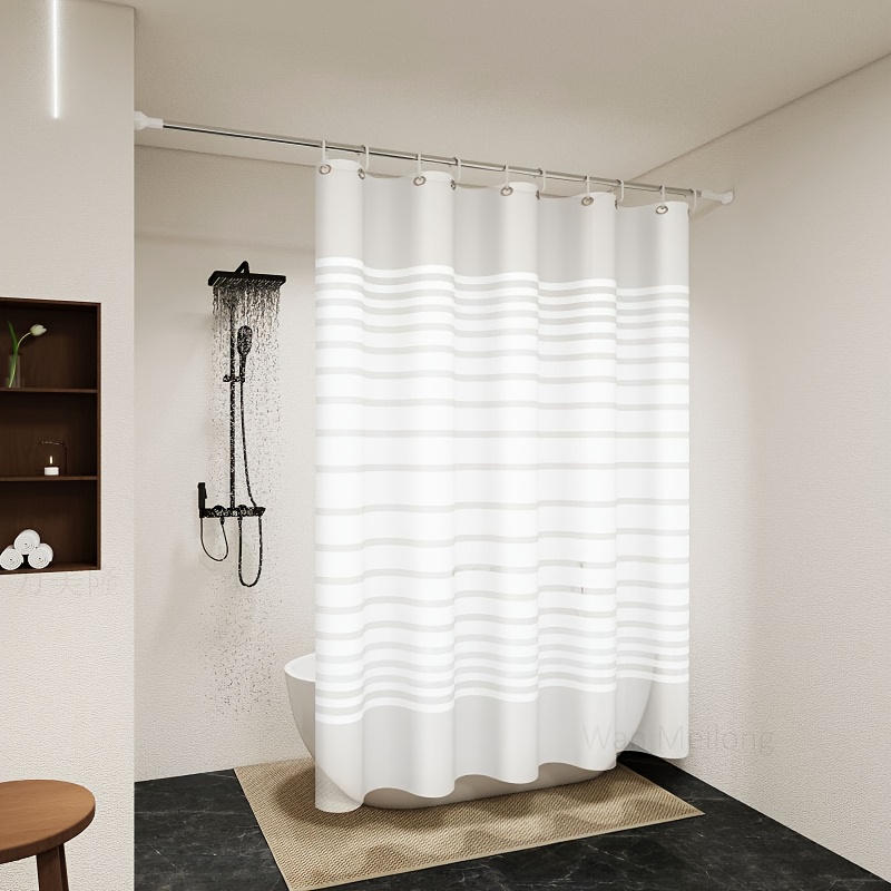 minimalist modern white striped shower curtain no drill installation multi size   universal partition curtain with hooks