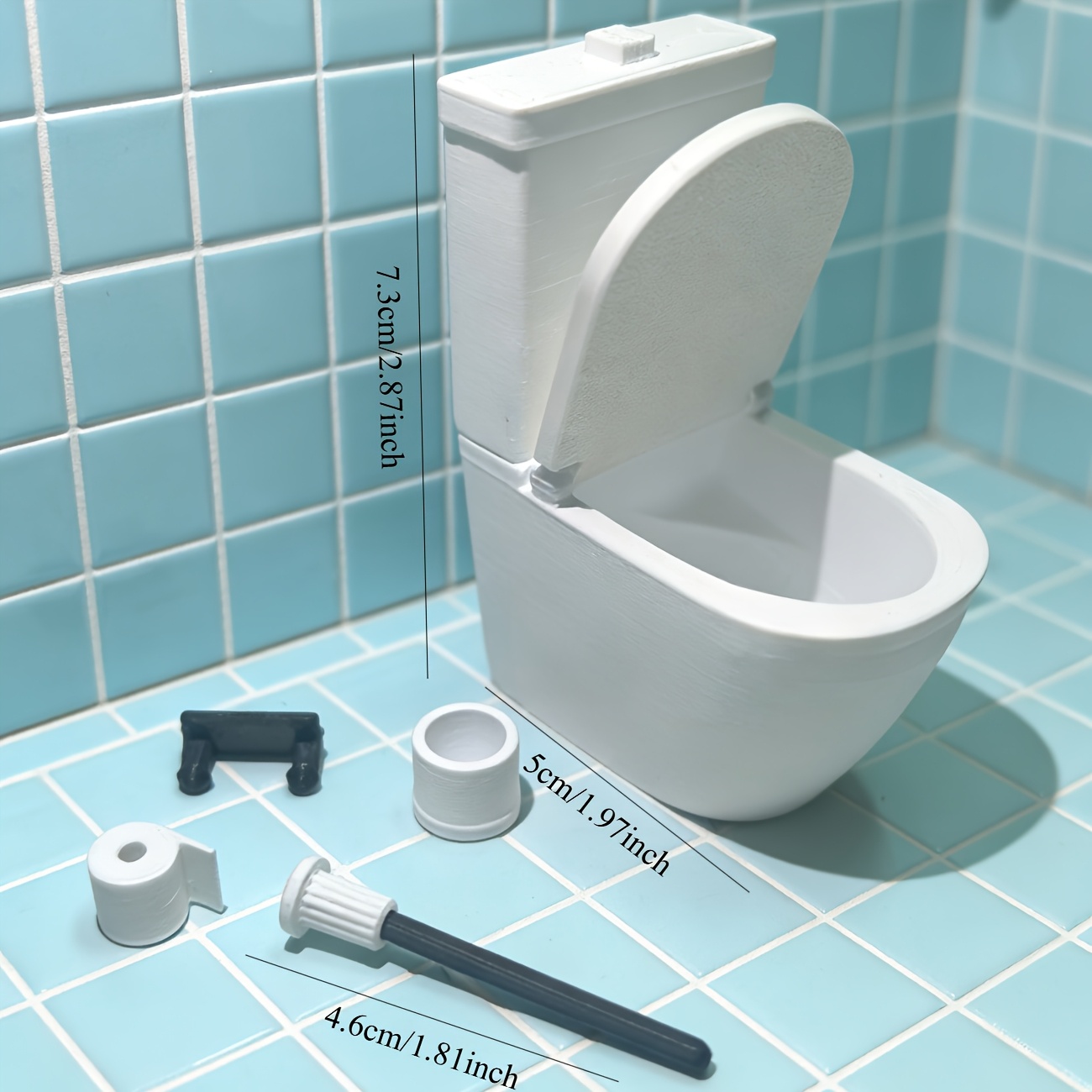 Image of 5pcs Miniature Simulation Toilet And Toilet Brush Tissue Set 1:12 Dollhouse Mini Furniture Ob11 Scene Decorative Additions Bjd Shooting Props