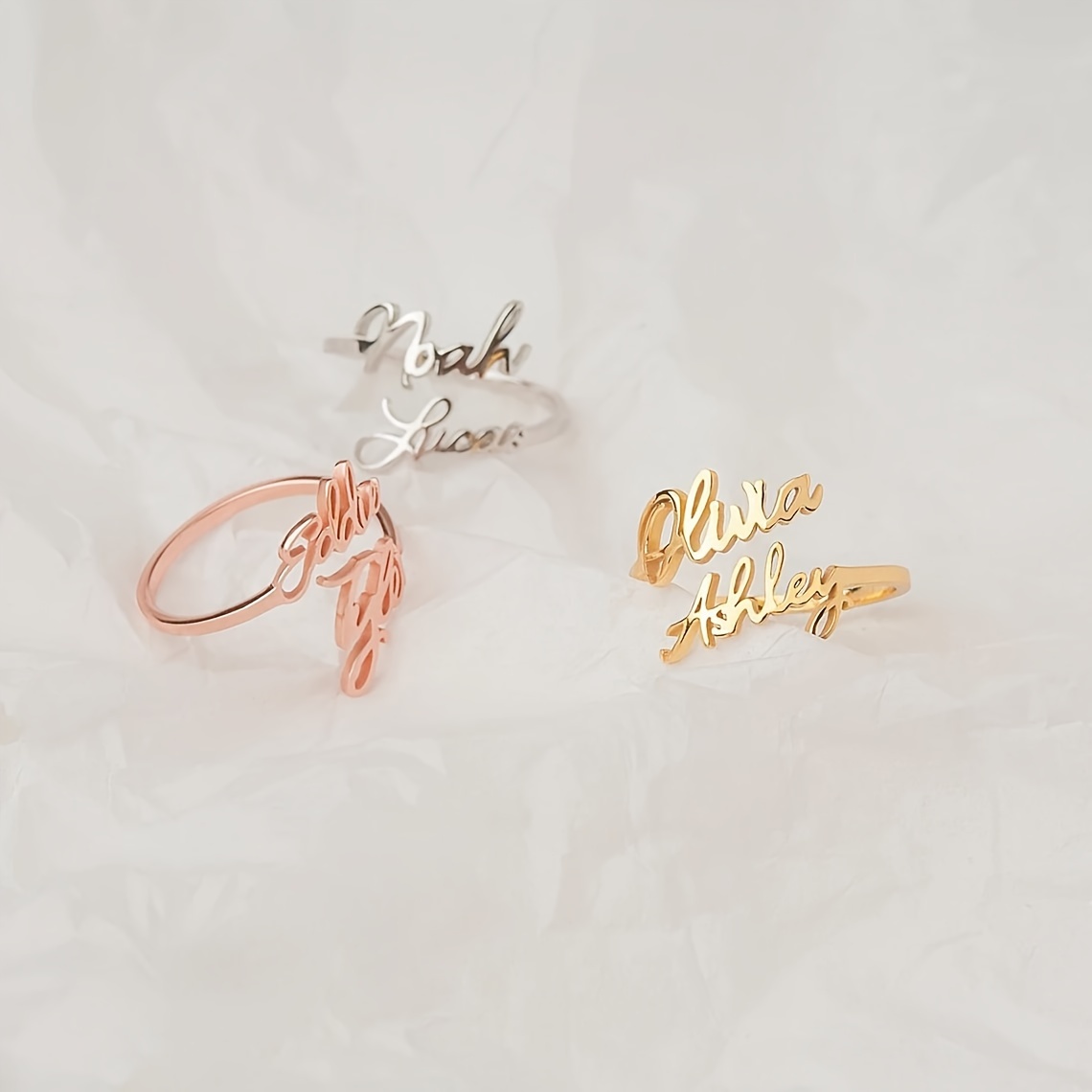 Personalized Couple's Dual Names Ring Stainless Steel Wedding Band