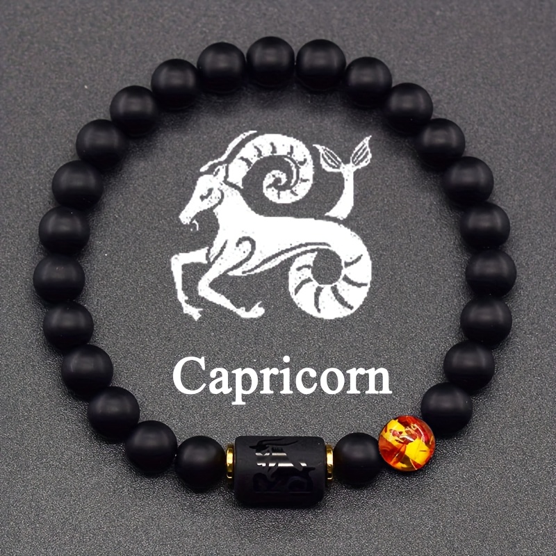 Natural Stone Elastic Bracelet - 12 Zodiac Signs, Card Design for Couples, Perfect Valentine's Day or Birthday Gift