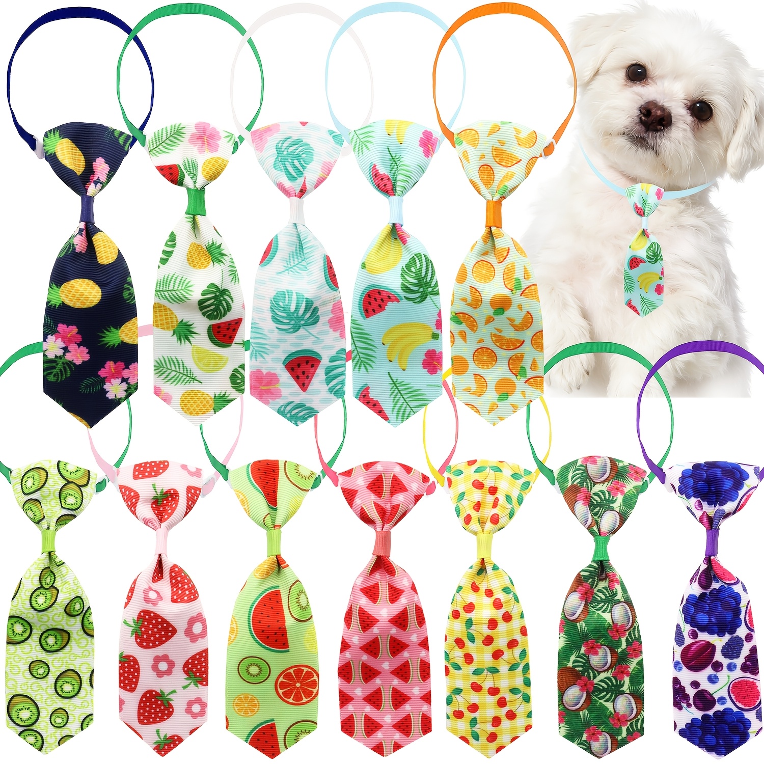 TEMU 20pcs Fruits Dog Bowties Summer Pattern Pets Cat Additions Bow Ties Neckties For Dogs