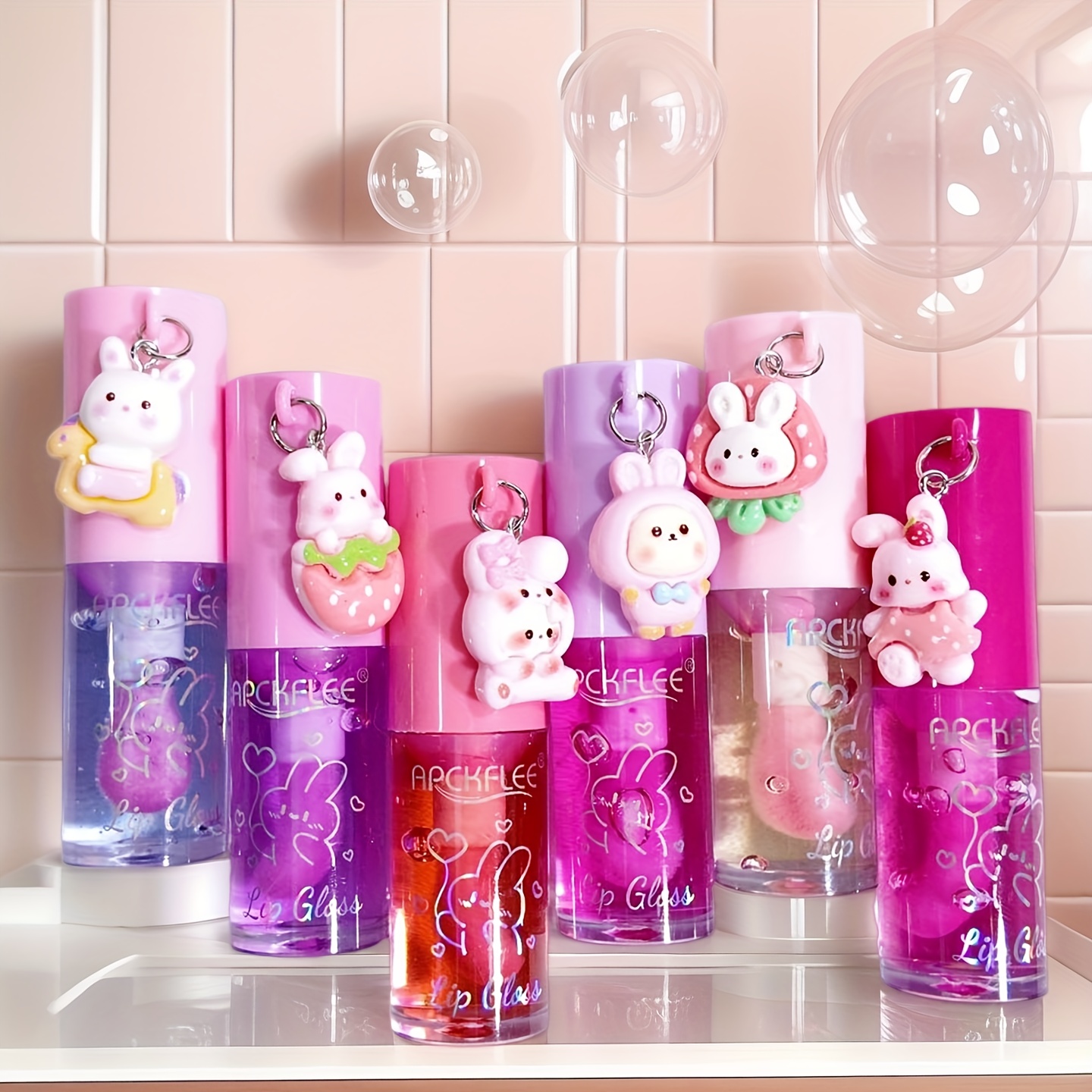 cute strawberry bunny pendant hydrating glossy clear lip - Temu
