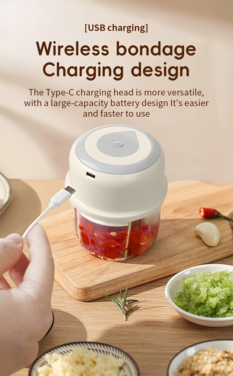 electric mini garlic chopper portable mini mincer electric food processor garlic mincer onion veggie chopper 8 45oz mini food maker presses for chili meat spices chopper blender machine Product details 1