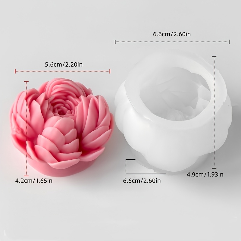 TEMU Stampo in per candela a forma di peonia, stampo decorativo in per gesso aromaterapico fai da te a forma