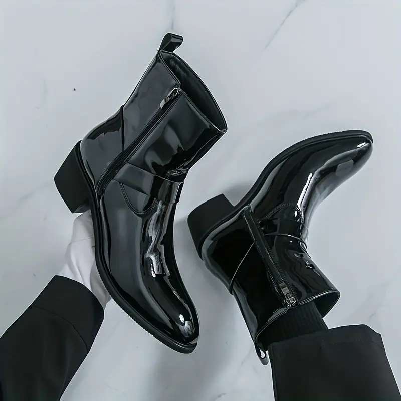 mens boots glossy high heel dress shoes side - Temu Mauritius mens boots glossy high heel dress shoes side - Temu Mauritius