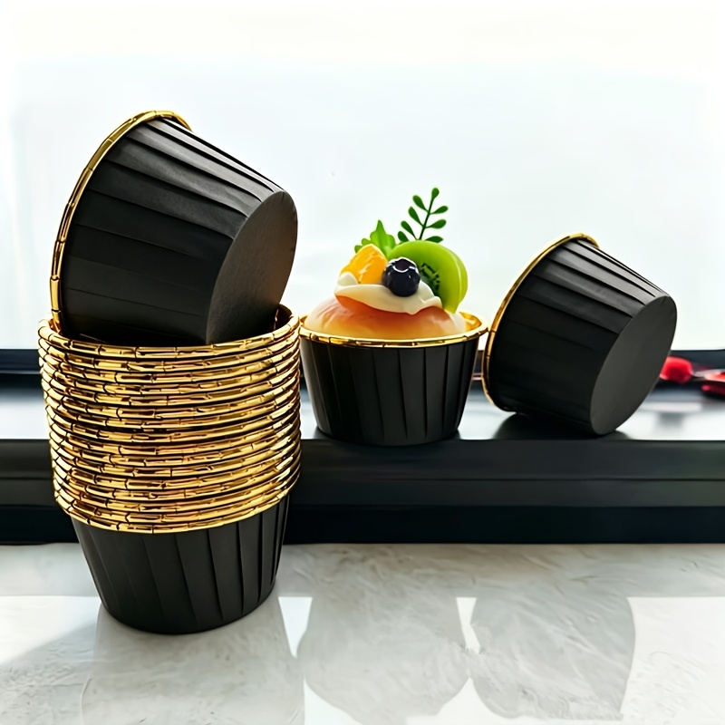 Image of 30pcs Black & Muffin Liners, Oven Safe Cupcake Wrappers For Party & Bakery