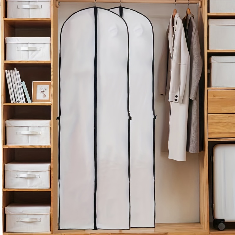 1pc/2pcs 180 * 60cm Dustproof Garment Bag, Peva Clothing Cover For Long Evening Gowns And Wedding Dresses (white)