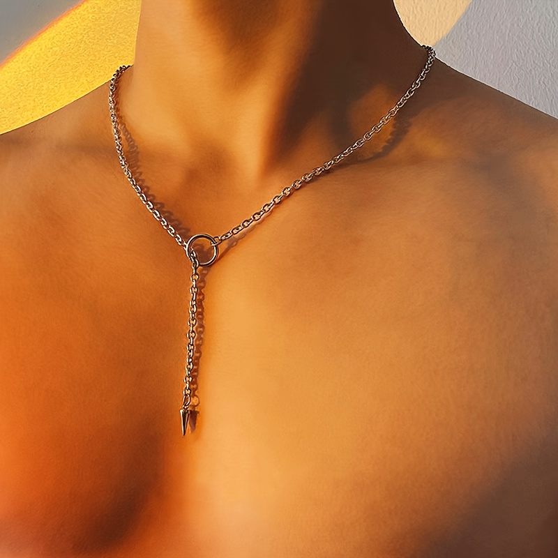 cone circle necklace   easy punk hip hop niche fashion individual   retro clavicle chain cone Product details 2