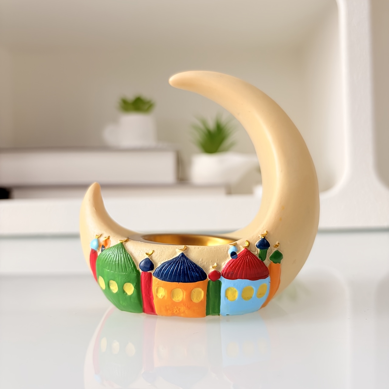 Image of 1pc Curved Moon Incense Holder Ornament, Resin Incense Holder, Moon-shaped Incense Holder, Indoor Decoration, Incense Holder
