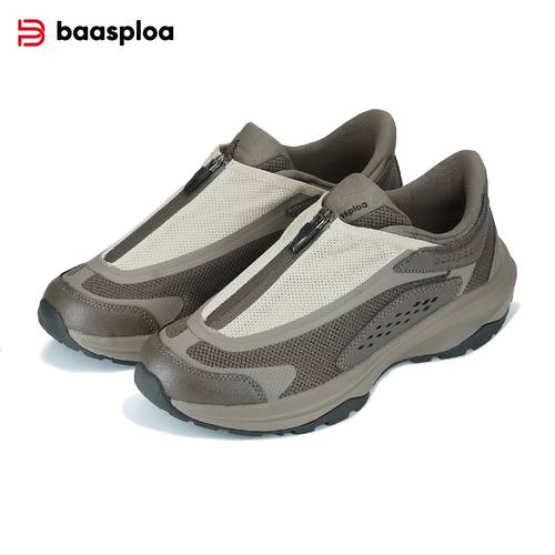 item picture mens hiking sneakers breathable outdoor sports shoes with durable md sole low top lightweight trekking footwear for spring summer camping all terrain traction round toe design zipper closure