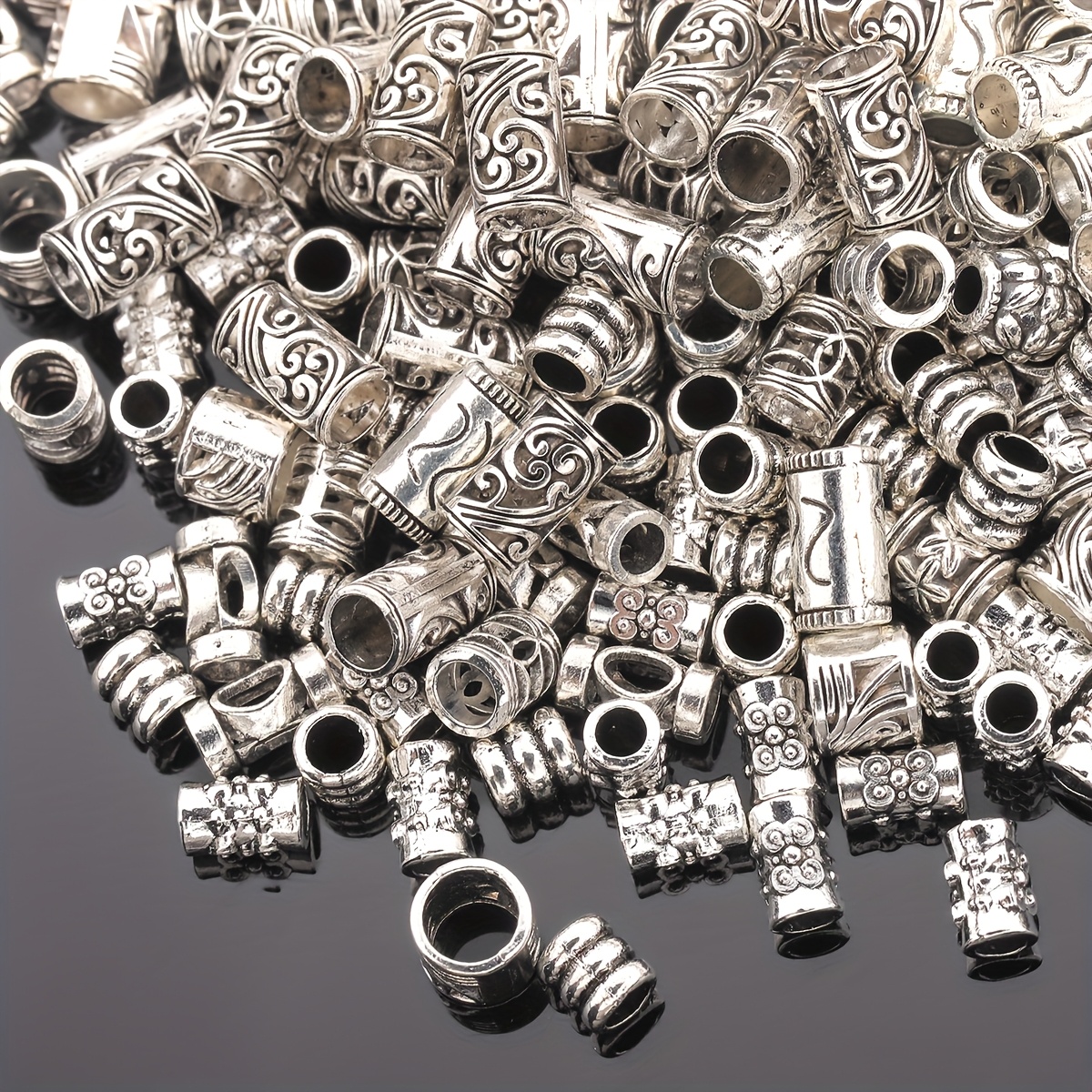 98pcs Hollow Bead Set, Cylindrical Spacer Beads