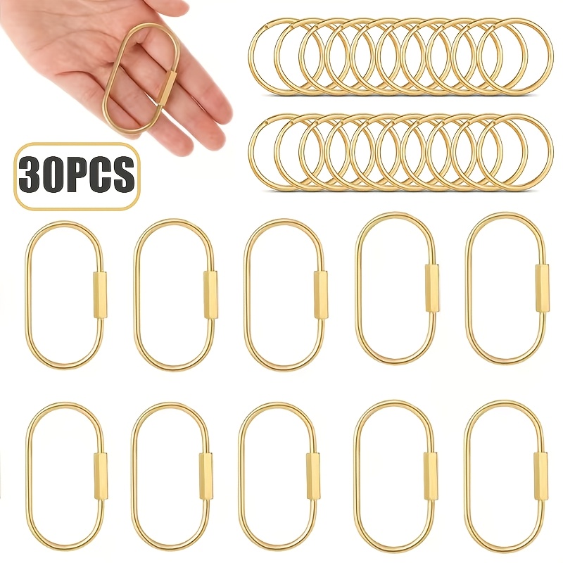 TEMU 30pcs Keyring Rings, Brass Screw-lock Keyrings, Metal Screw-lock Keyrings, For Key Storage, Wallets, And Making Chain Loops For Shoulder Bags;