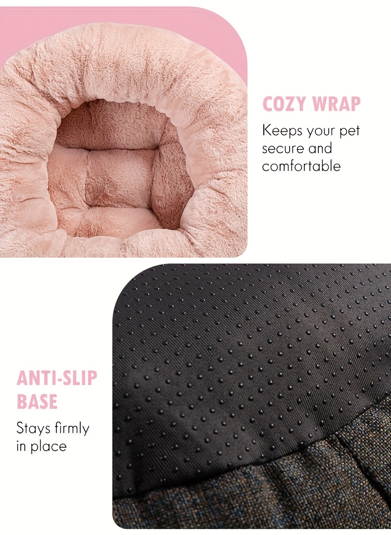 clevahome cozy cat bed ultra soft plush pet bed with raised sides and anti slip base comfortable round bed for small pets up to 11 lbs christmas gift Product details 3