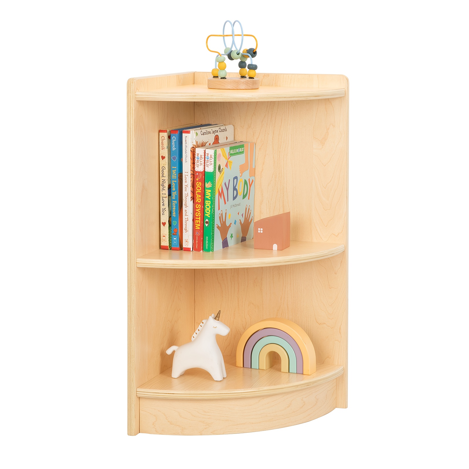 Large Wood Storage Organizer, 2-Shelf Wood Bookshelf, 5-Section... product image 10