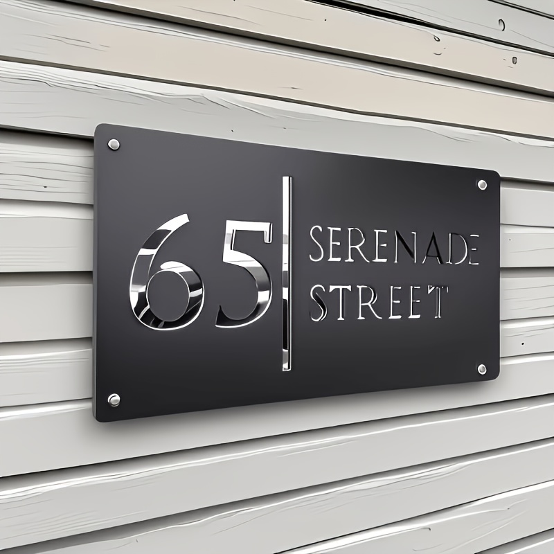 TEMU 1 Set Acrylic Door Sign, Personalized And Uv-resistant Address Plaque With Easy Hanging Acrylic End, For Outdoor Use