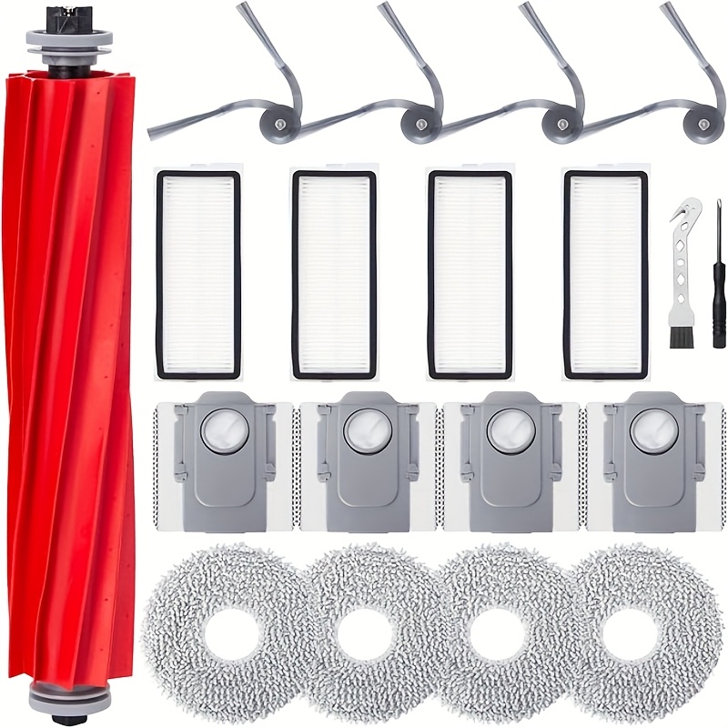 replacement parts set for   qv 35a qr 798 qv 35s robotic vacuum including 1 main brush 4 filters 4 mop pads 4 side brushes 4 dust bags 1 cleaning brush and 1 screwdriver