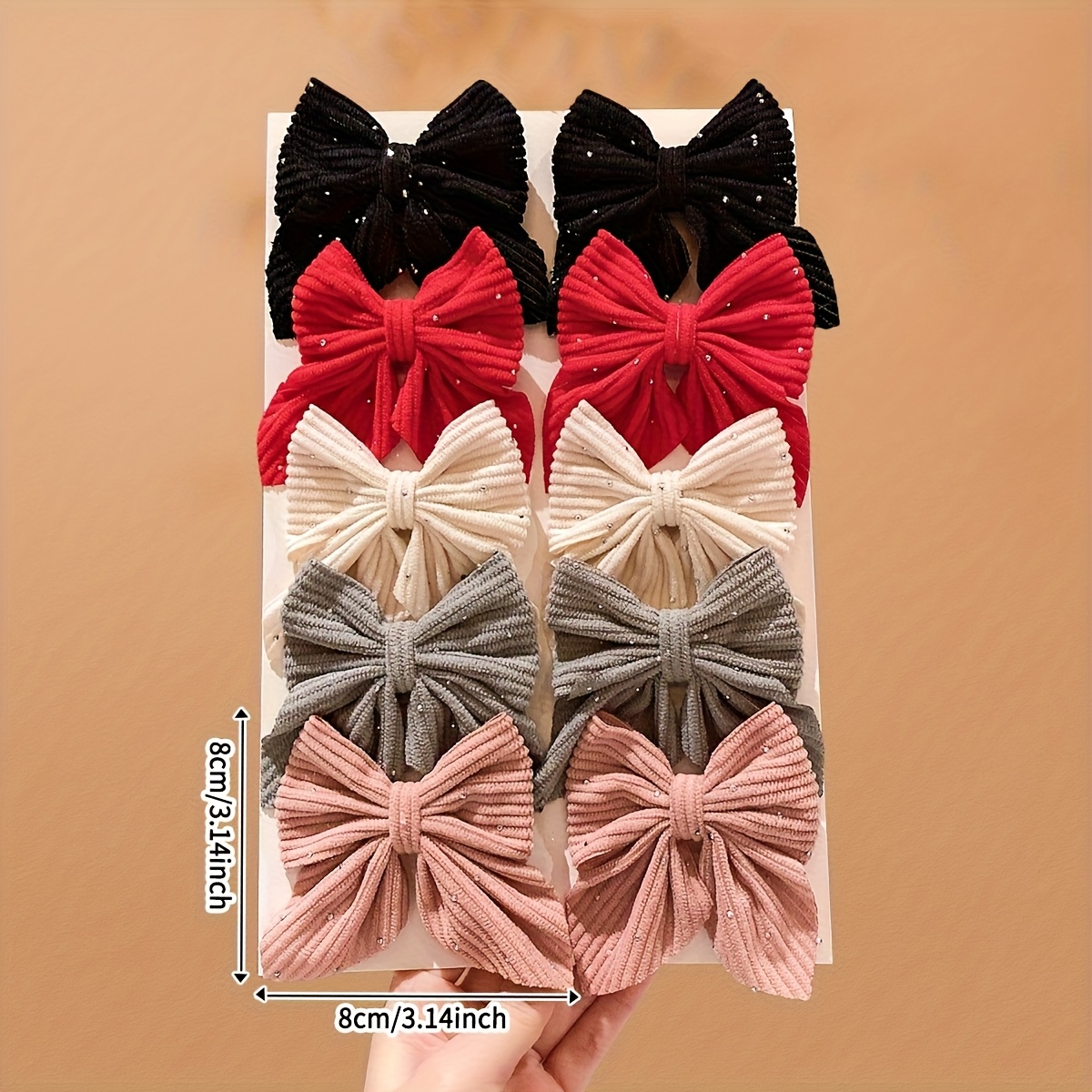 10 pack     colorful bow hair clips for girls soft fabric hair accessories with black ribbons   teen hair clips for everyday special occasions durable clip   cute hair clips Product details 5