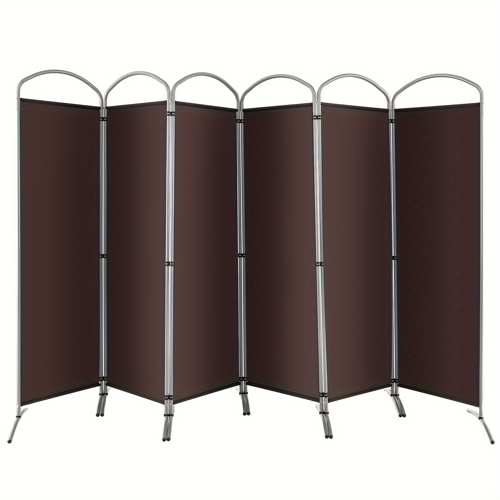 

6 Panels Folding Privacy Screen 6 Ft Tall Fabric Privacy Screen For Home Brown