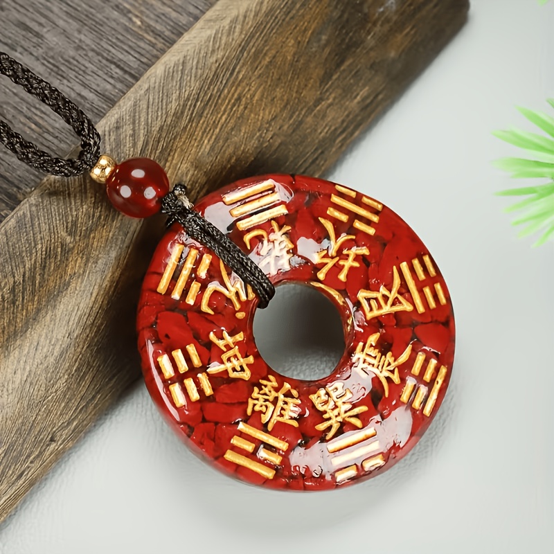 Cinnabar Ore Pendant Necklace, Artistic Design