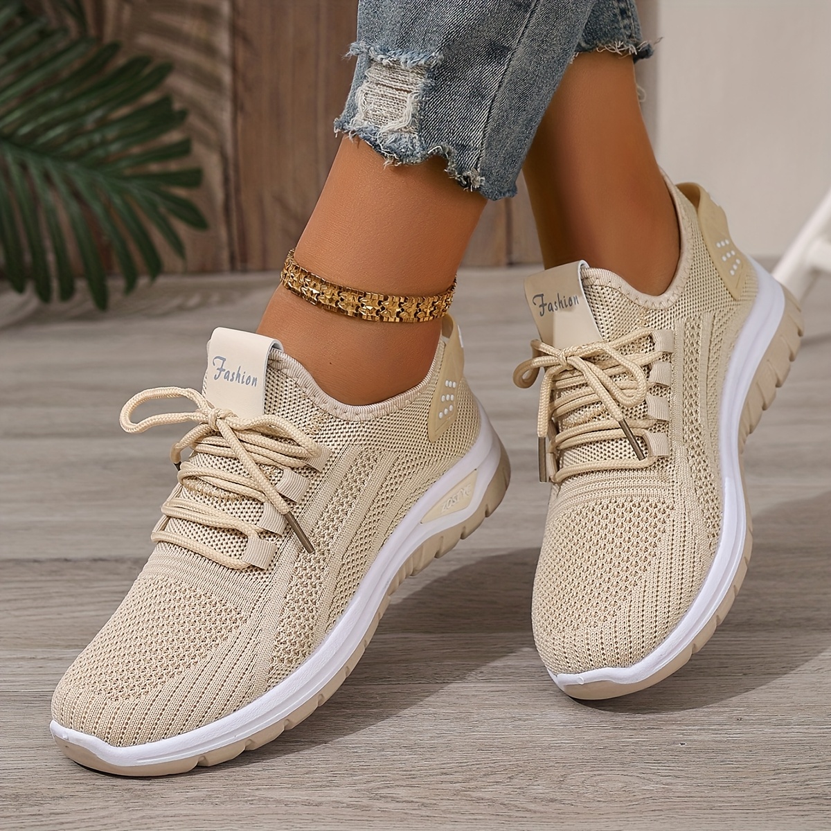 Women's White Breathable Mesh Running Shoes - Comfortable Low-Top Sneakers with Rubber Sole for Travel, Vacation & Casual Wear, Sleek Shoe Design | Cushioned Support