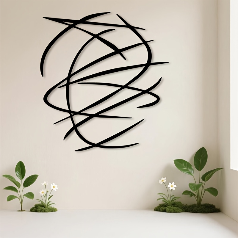 1 stück moderne abstrakte metall wandskulptur - minimalistische geometrische eisenstatue wandbild, neutral-ton mehrzweck-dekoration für  , studio, büro & - ideales geschenk für designliebhaber