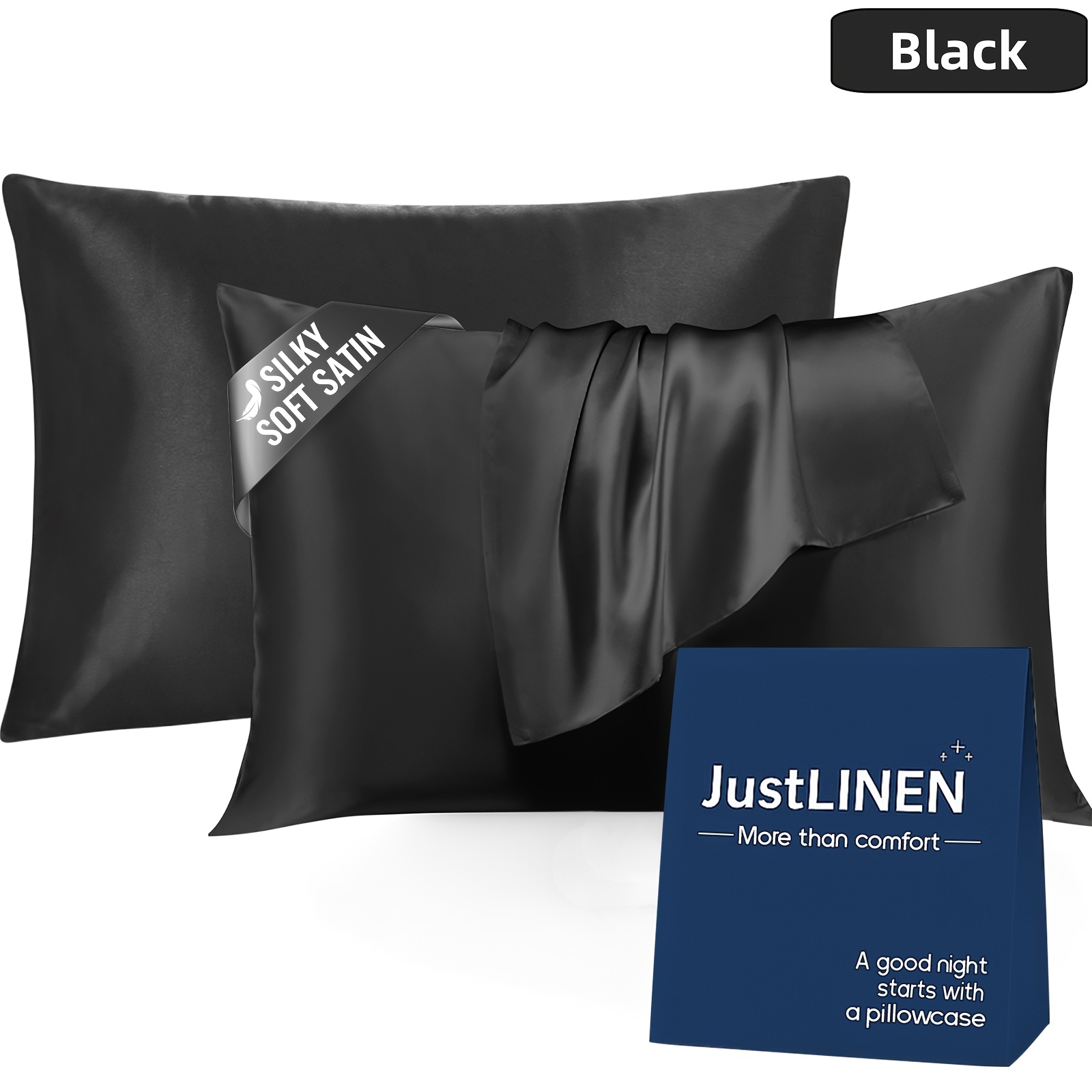 TEMU Luxury Satin Pillowcases - Soft, Wrinkle & Fade Resistant, Hair & , Elegant Bedroom Decor, Double-sided - Standard(2pcs), Queen(2pcs),