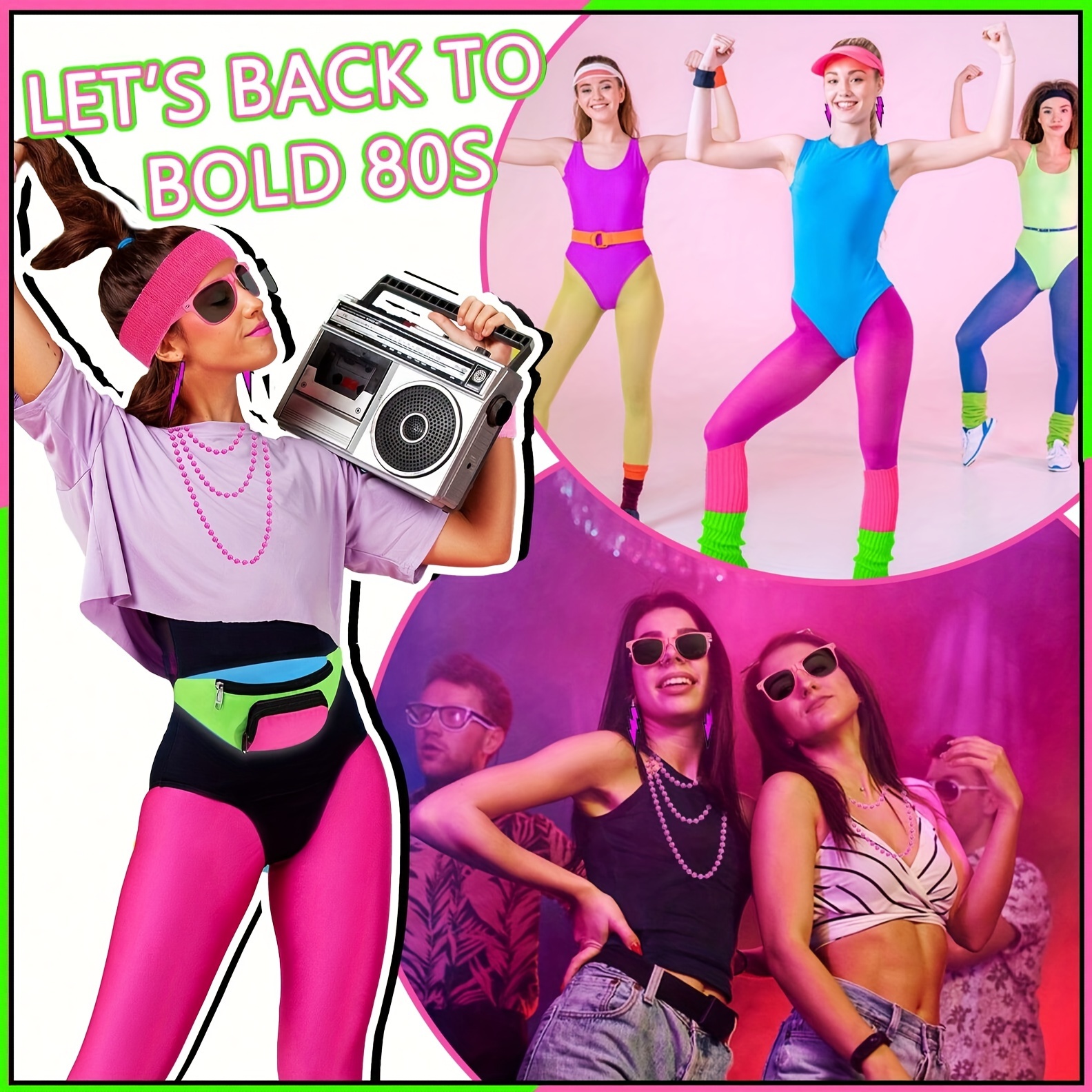 10pcs 80s fancy dress costume accessories neon bag - Temu Nigeria